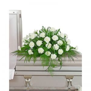 White Divinity Casket Spray