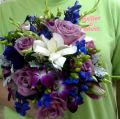 Blues, purples with Gardenias